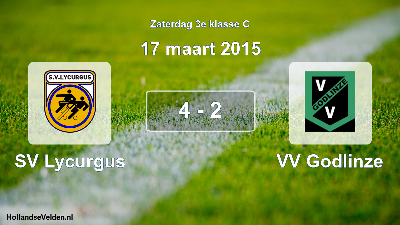 Total number of matches played: SV Lycurgus - VV Godlinze 4 - 2 (17 March 2015)