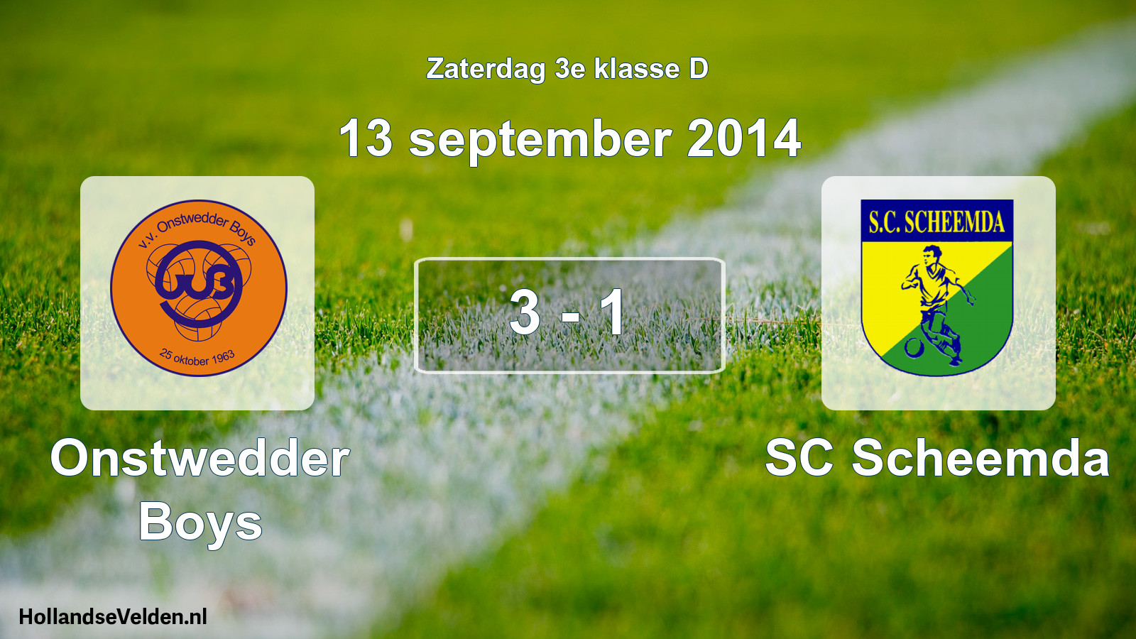Total number of matches played: Onstwedder Boys - SC Scheemda 3 - 1 (13 September 2014)
