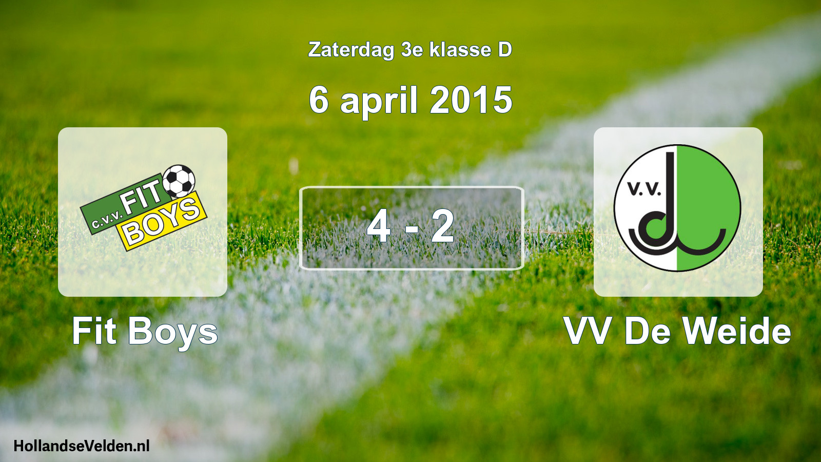Total number of matches played: Fit Boys - VV De Weide 4 - 2 (6 April 2015)