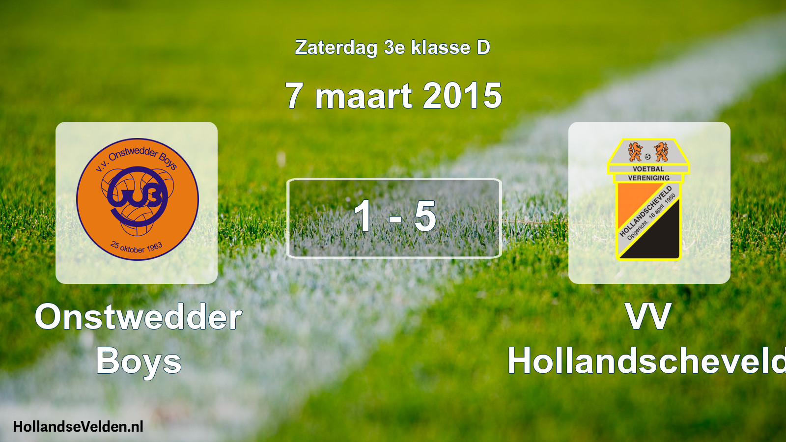 Total number of matches played: Onstwedder Boys - VV Hollandscheveld 1 - 5 (7 March 2015)