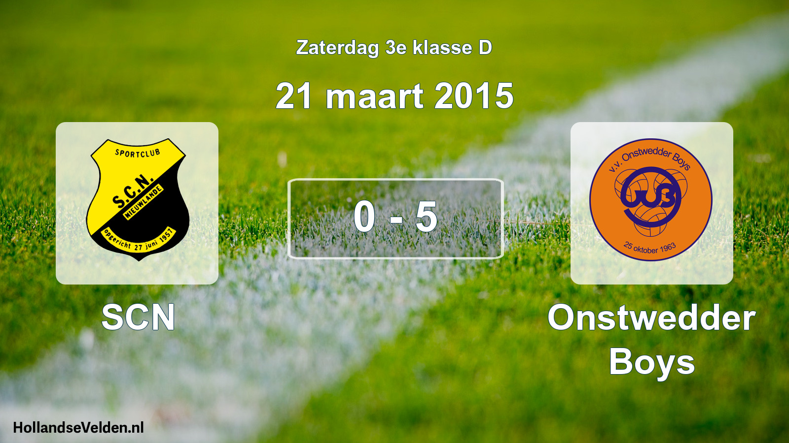 Total number of matches played: SCN - Onstwedder Boys 0 - 5 (21 March 2015)