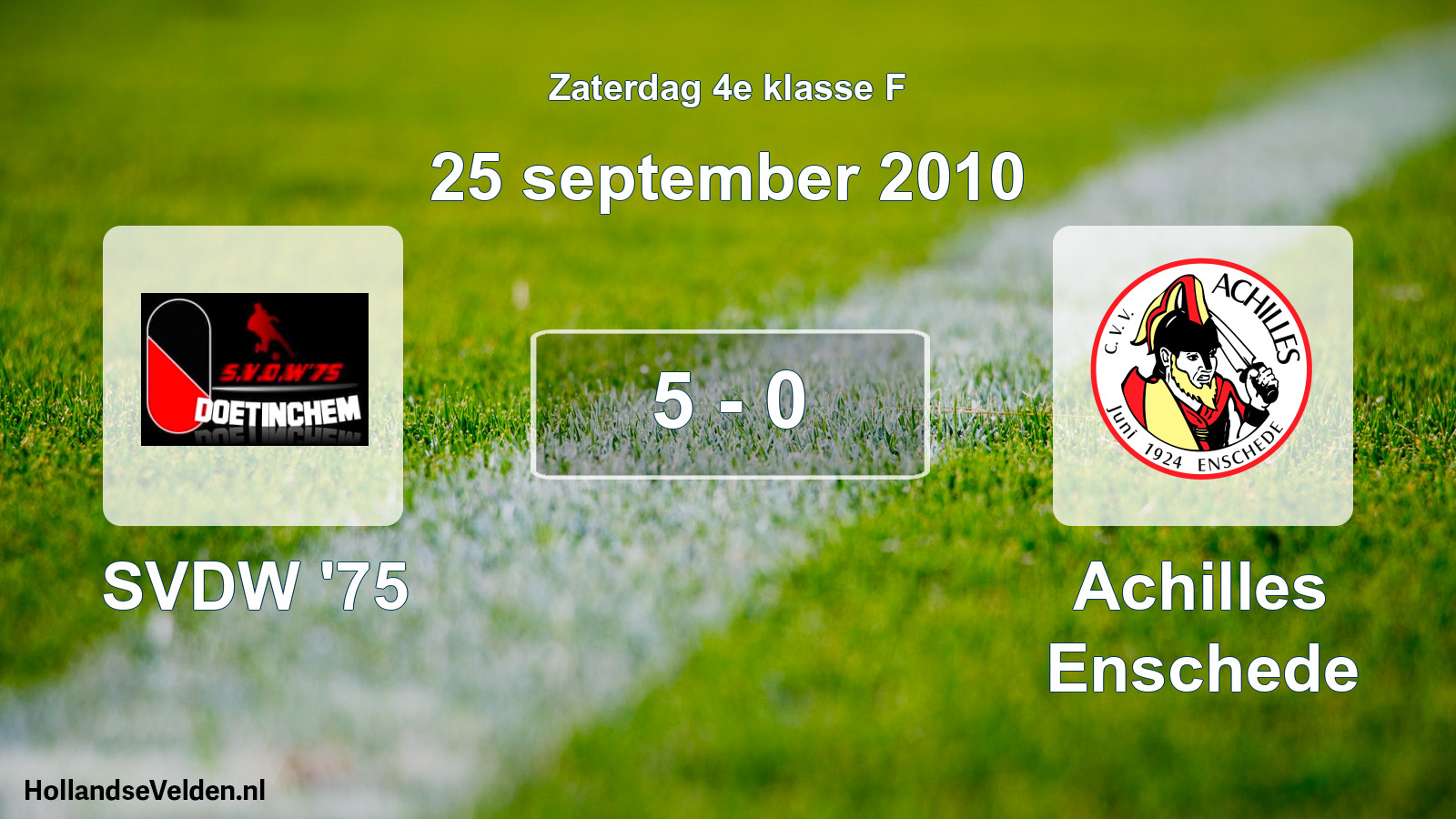 Total number of matches played: SVDW '75 - Achilles Enschede 5 - 0 (25 September 2010)