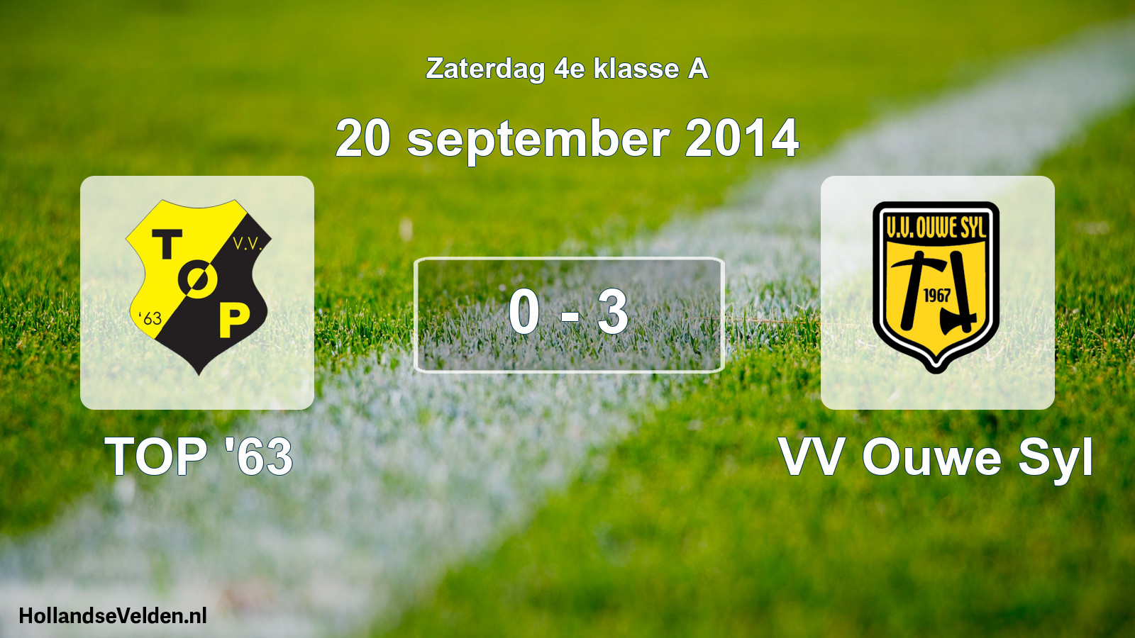 Total number of matches played: TOP '63 - VV Ouwe Syl 0 - 3 (20 September 2014)