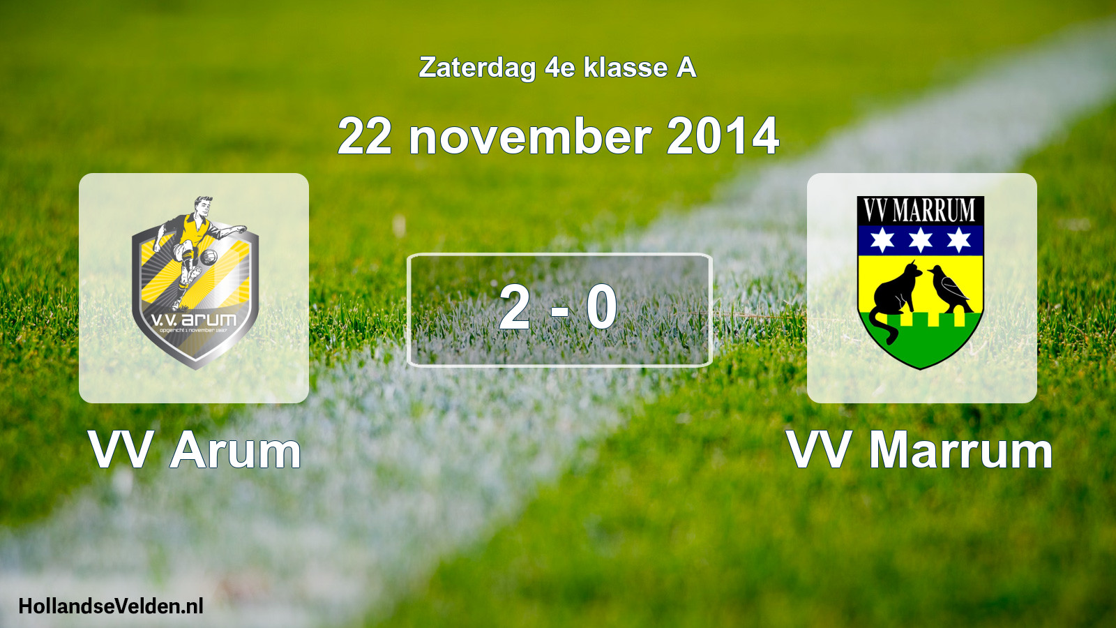Total number of matches played: VV Arum - VV Marrum 2 - 0 (22 November 2014)