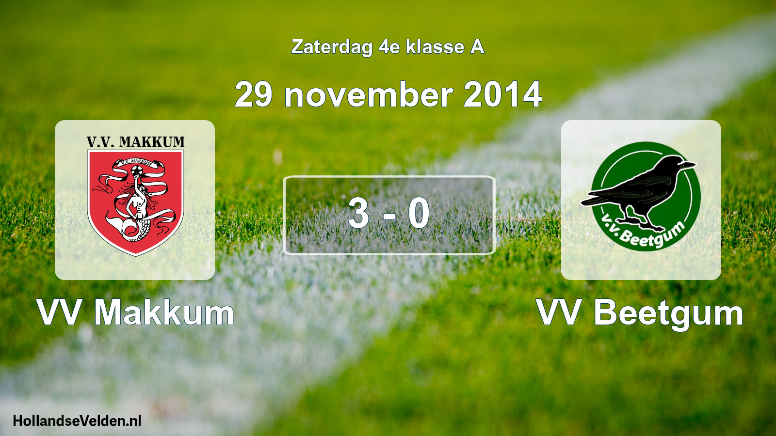 Total number of matches played: VV Makkum - VV Beetgum 3 - 0 (29 November 2014)