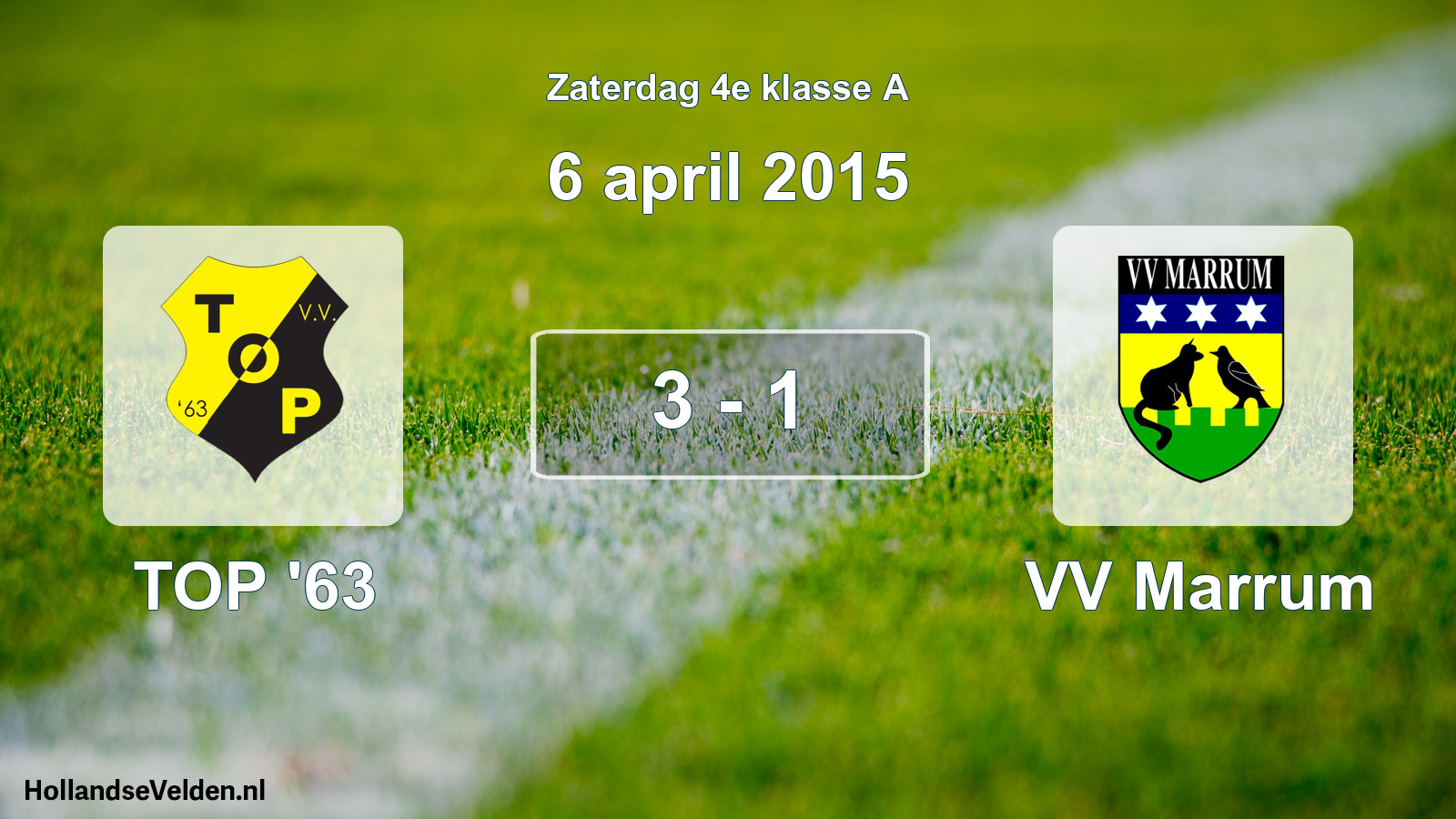 Total number of matches played: TOP '63 - VV Marrum 3 - 1 (6 April 2015)