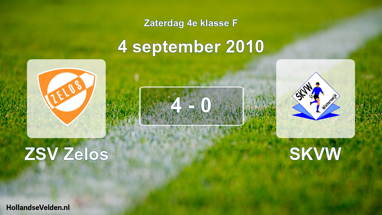 Total number of matches played: ZSV Zelos - SKVW 4 - 0 (4 September 2010)