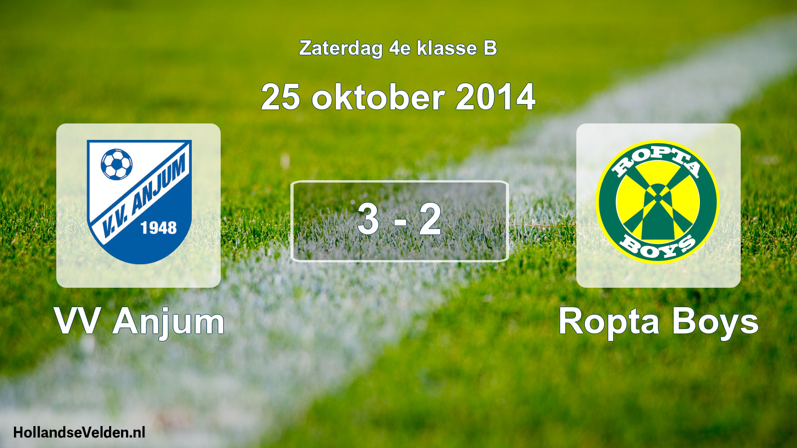 Total number of matches played: VV Anjum - Ropta Boys 3 - 2 (25 October 2014)