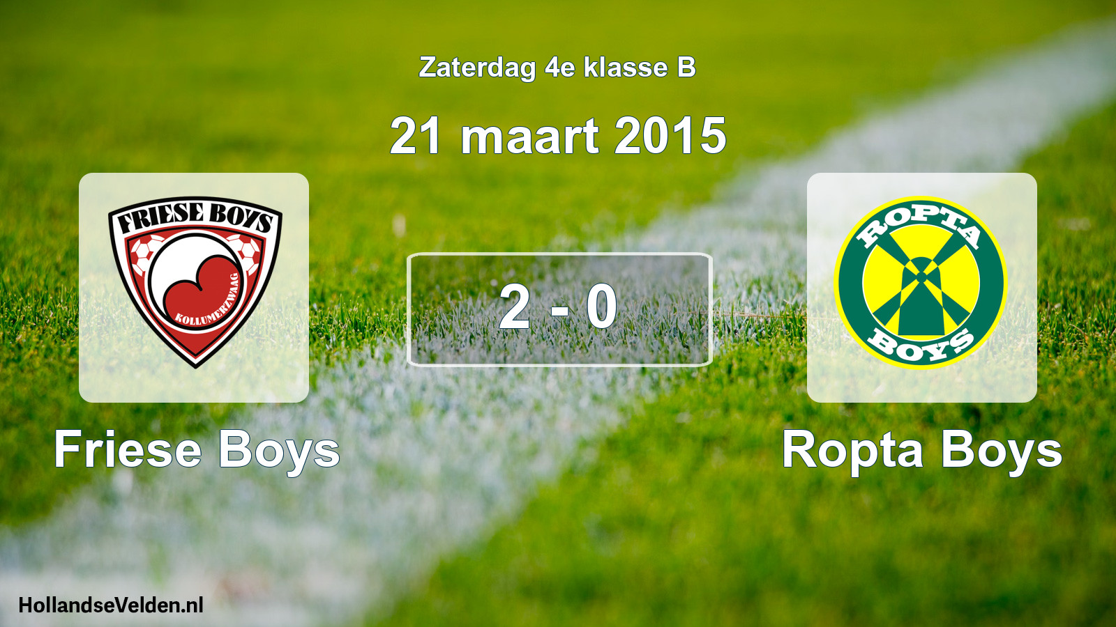Total number of matches played: Friese Boys - Ropta Boys 2 - 0 (21 March 2015)