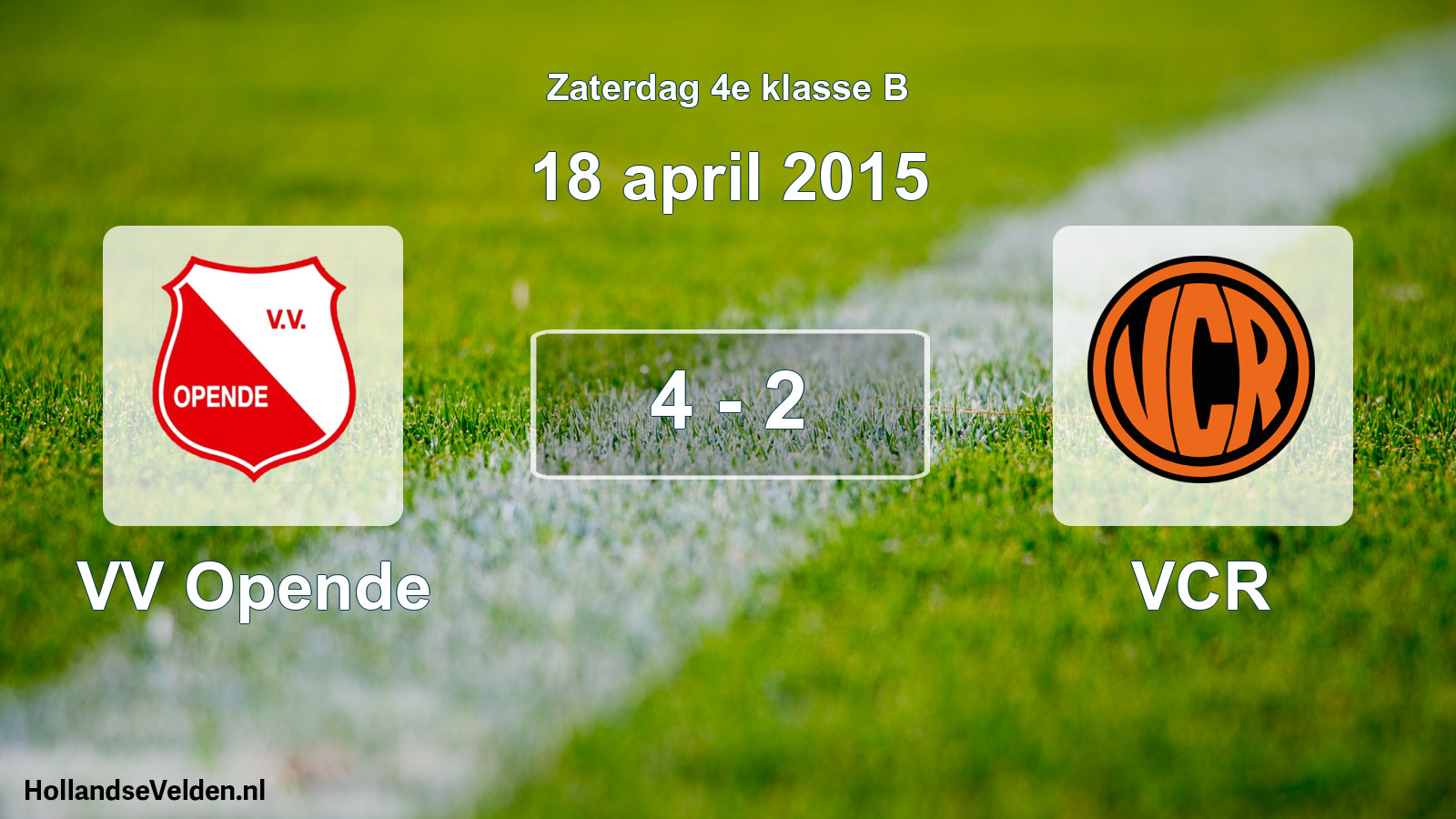 Total number of matches played: VV Opende - VCR 4 - 2 (18 April 2015)
