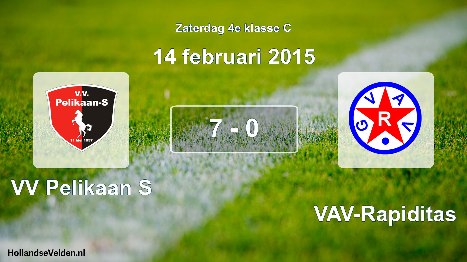 Total number of matches played: VV Pelikaan S - GVAV-Rapiditas 7 - 0 (14 February 2015)