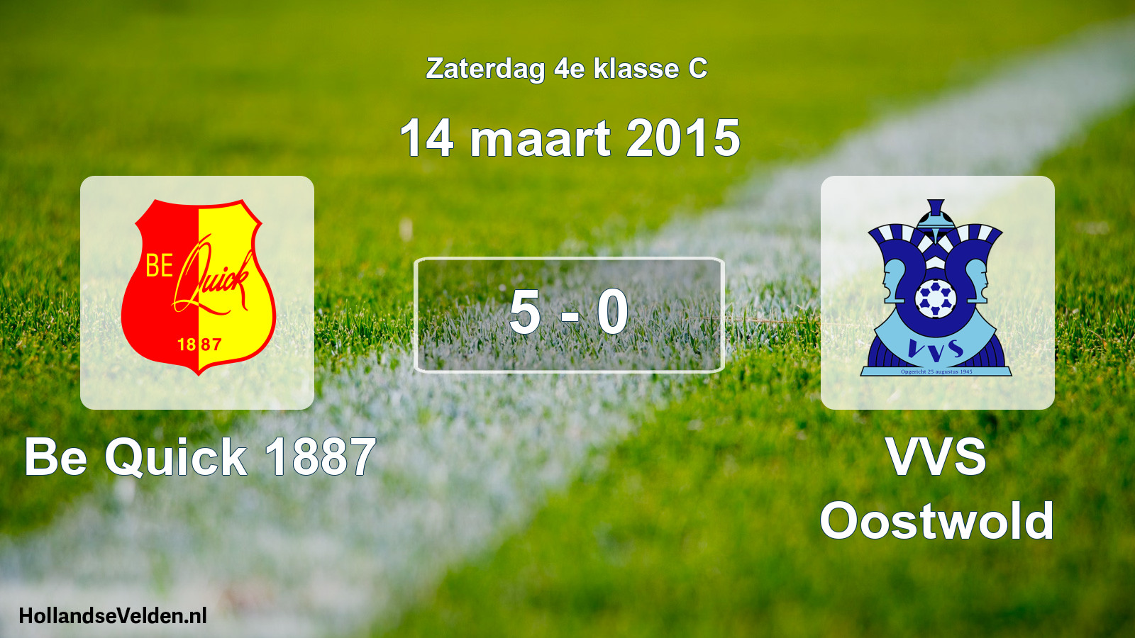 Total number of matches played: Be Quick 1887 - VVS Oostwold 5 - 0 (14 March 2015)