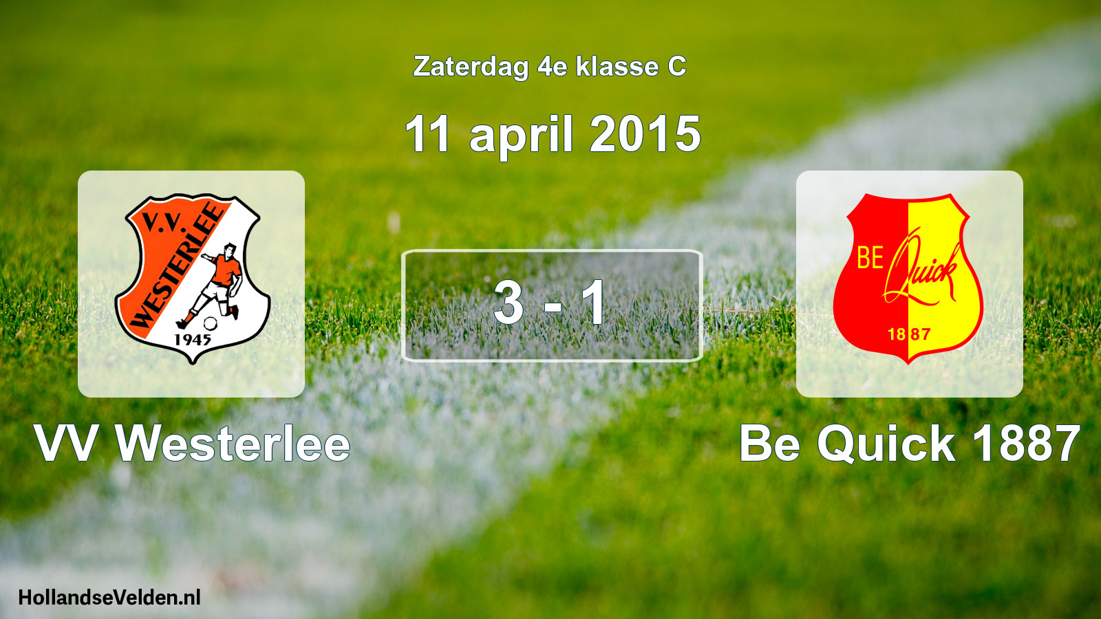 Total number of matches played: VV Westerlee - Be Quick 1887 3 - 1 (11 April 2015)