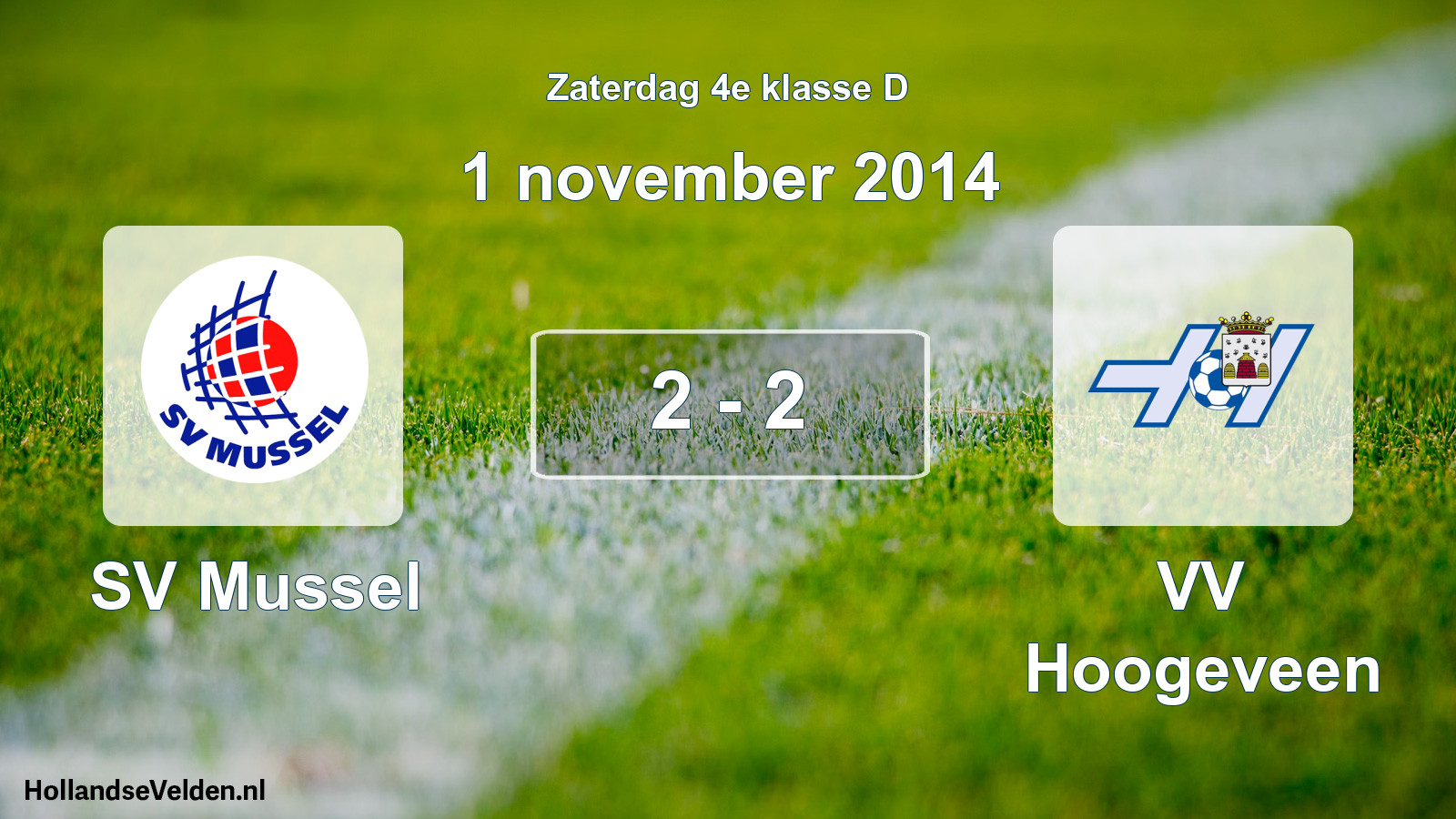 Total number of matches played: SV Mussel - VV Hoogeveen 2 - 2 (1 November 2014)