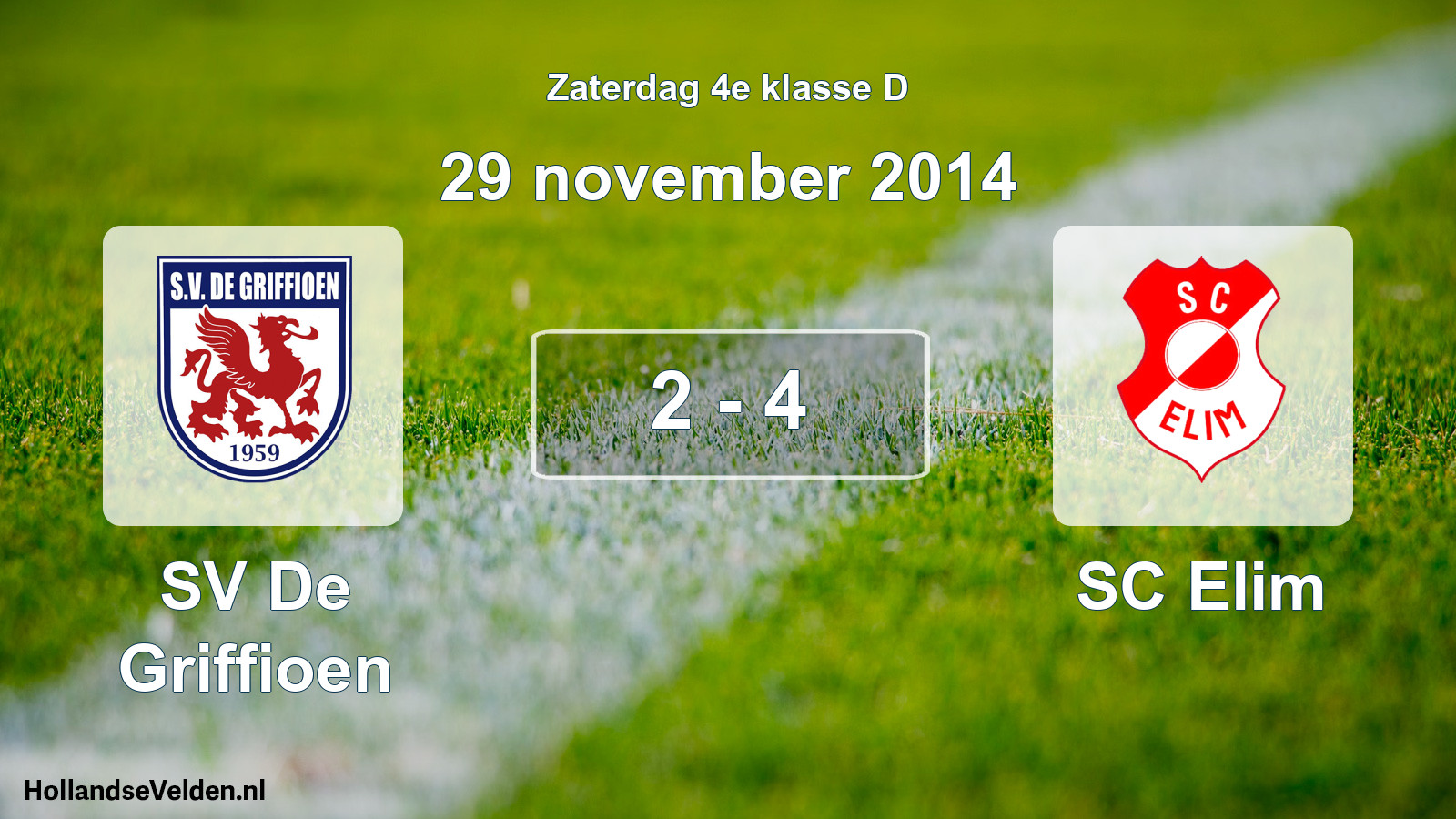 Total number of matches played: SV De Griffioen - SC Elim 2 - 4 (29 November 2014)