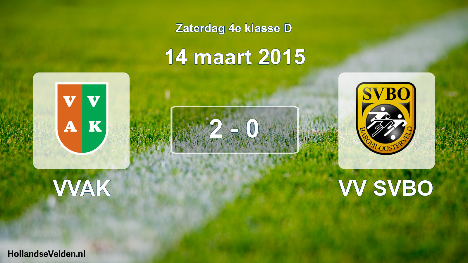 Total number of matches played: VVAK - VV SVBO 2 - 0 (14 March 2015)