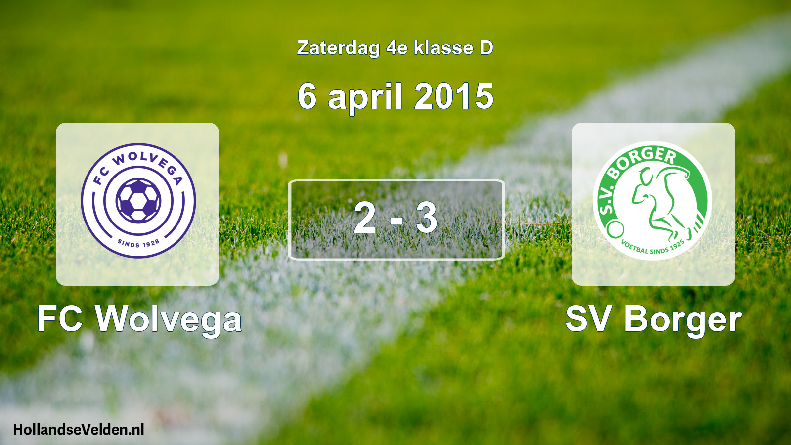 Total number of matches played: FC Wolvega - SV Borger 2 - 3 (6 April 2015)