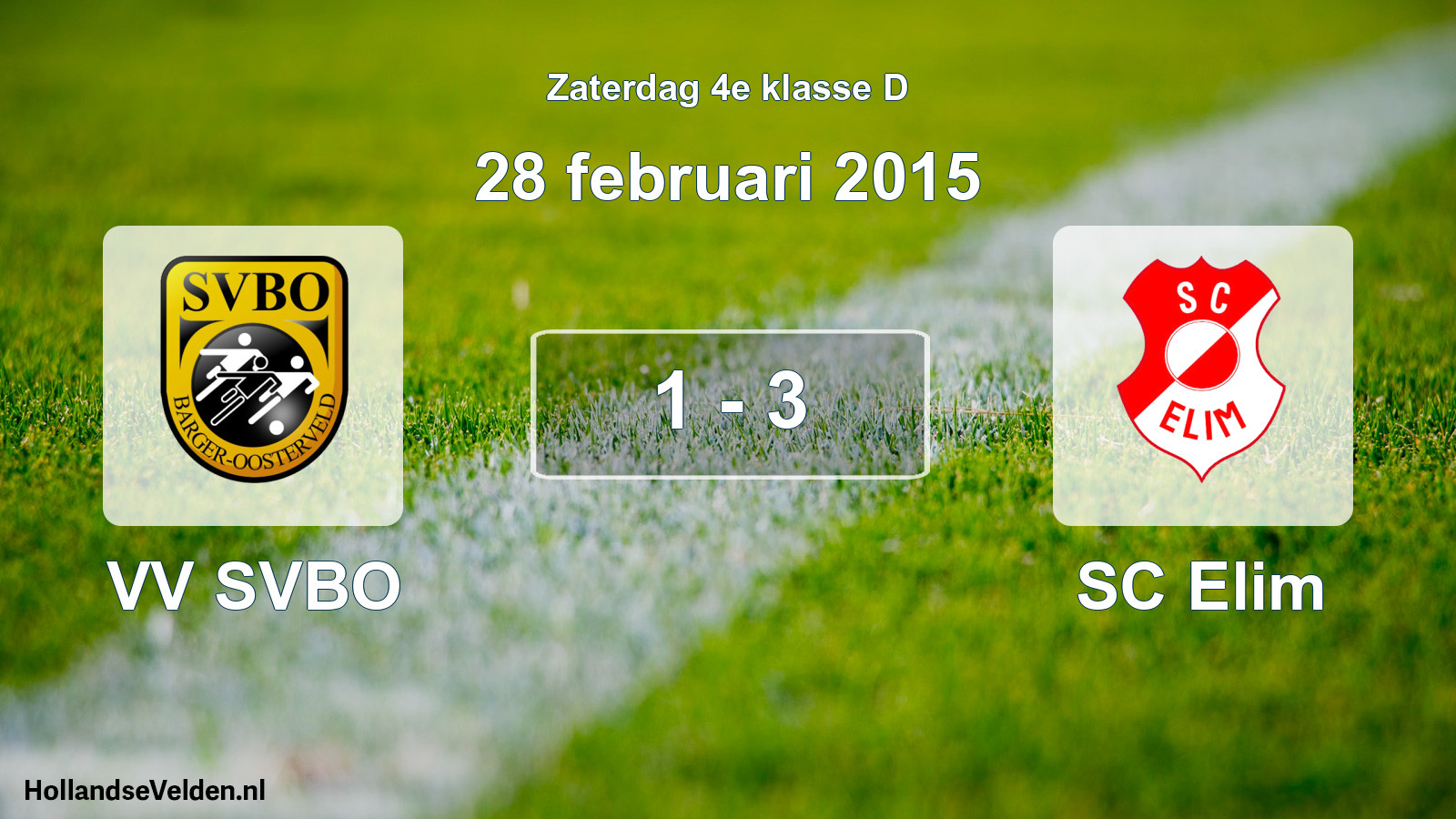 Total number of matches played: VV SVBO - SC Elim 1 - 3 (28 February 2015)