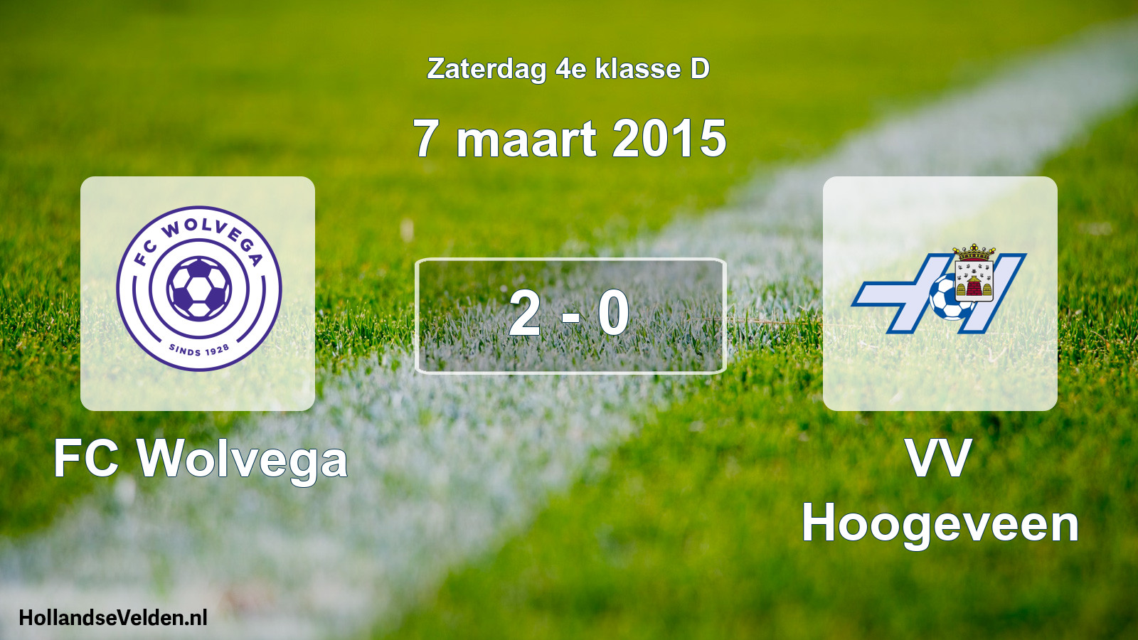 Total number of matches played: FC Wolvega - VV Hoogeveen 2 - 0 (7 March 2015)