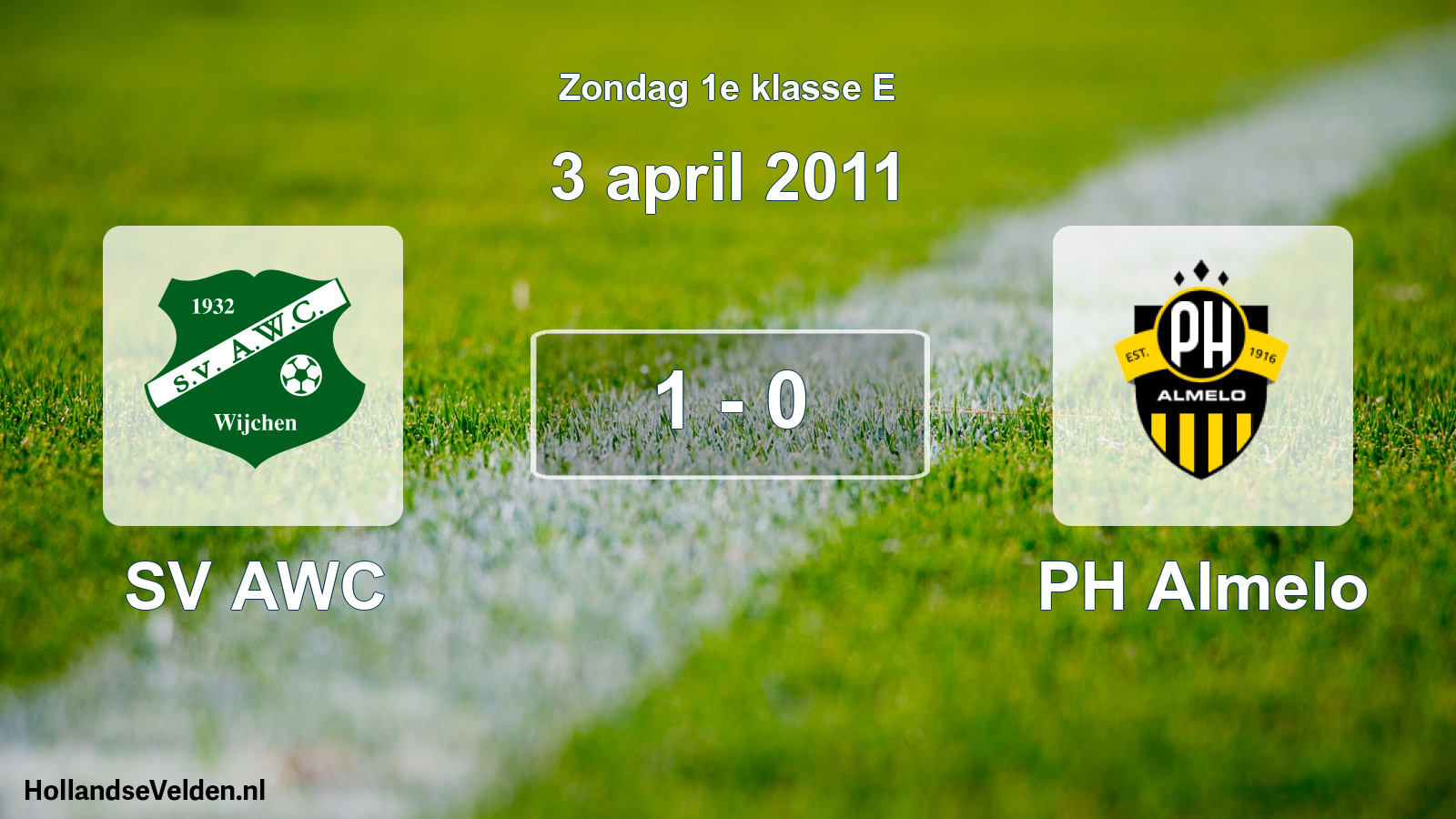 Total number of matches played: SV AWC - PH Almelo 1 - 0 (3 April 2011)