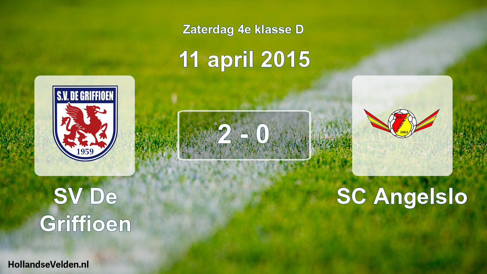 Total number of matches played: SV De Griffioen - SC Angelslo 2 - 0 (11 April 2015)