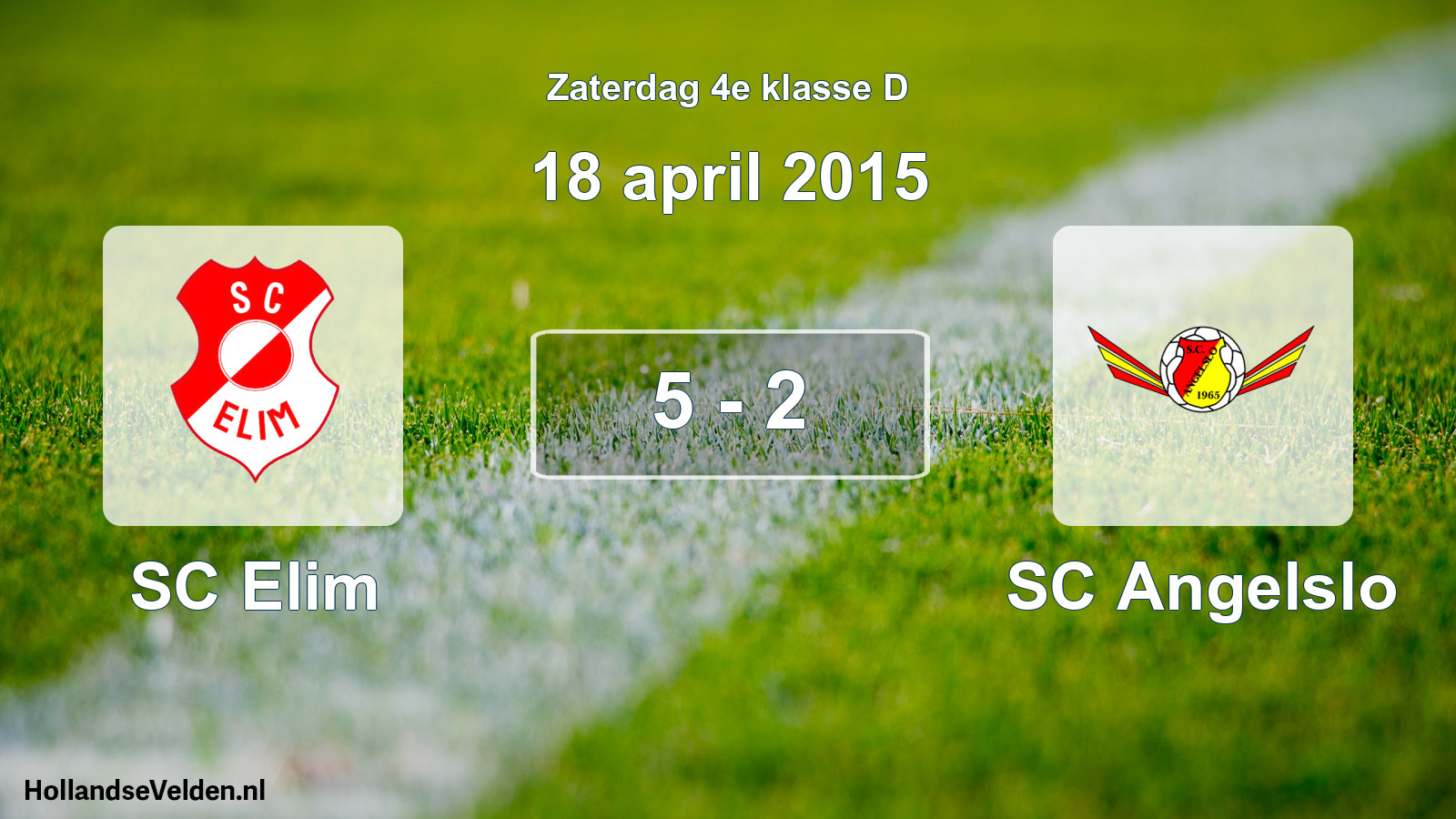 Total number of matches played: SC Elim - SC Angelslo 5 - 2 (18 April 2015)