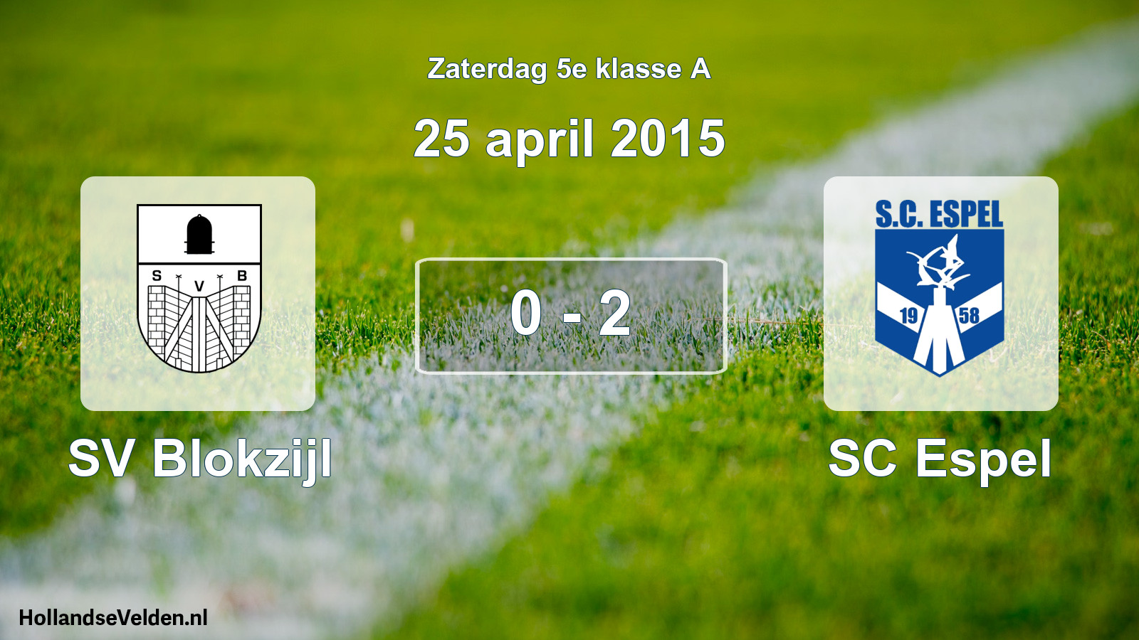 Total number of matches played: SV Blokzijl - SC Espel 0 - 2 (25 April 2015)