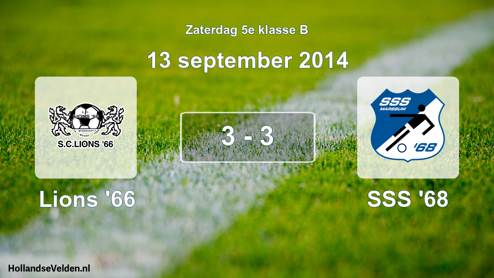 Total number of matches played: Lions '66 - SSS '68 3 - 3 (13 September 2014)