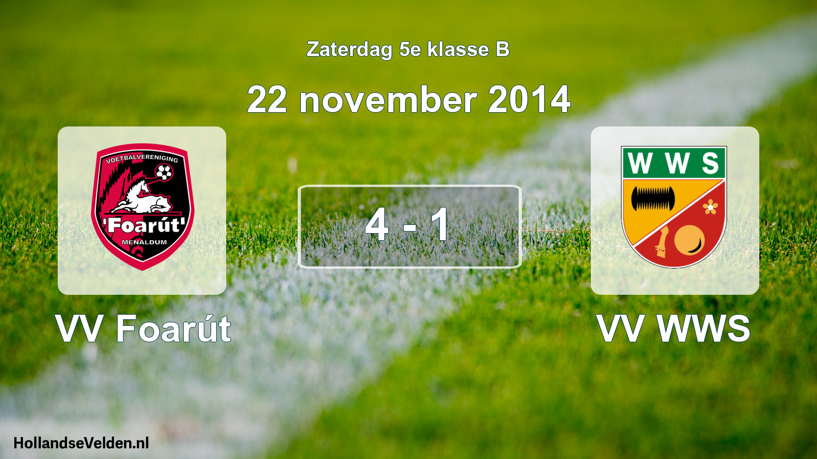 Total number of matches played: VV Foarút - VV WWS 4 - 1 (22 November 2014)