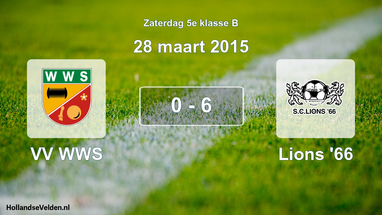 Total number of matches played: VV WWS - Lions '66 0 - 6 (28 March 2015)