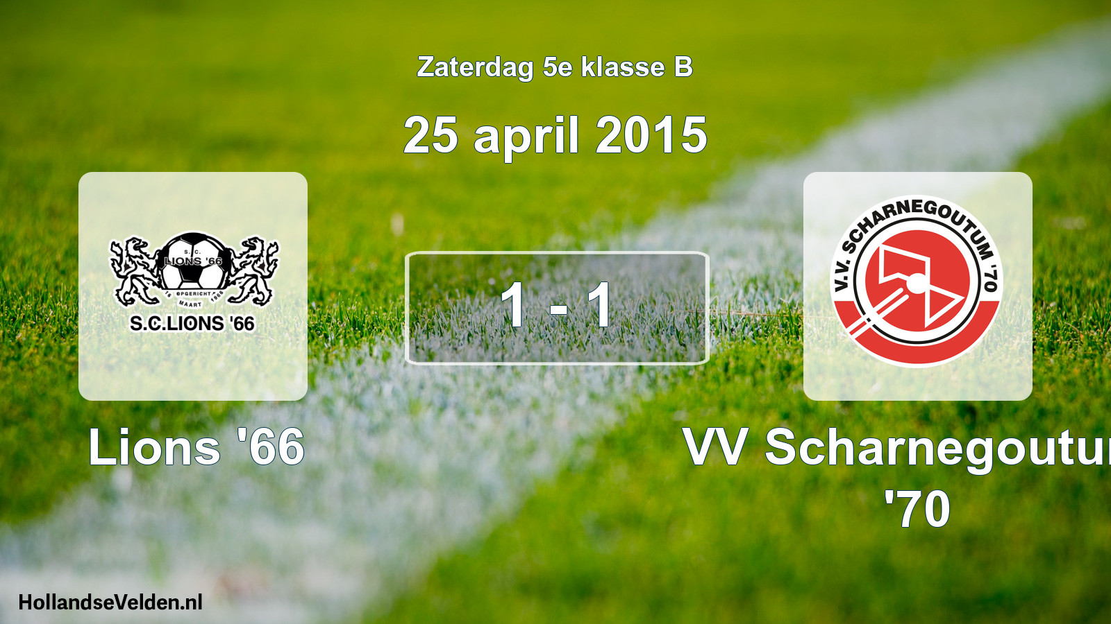 Total number of matches played: Lions '66 - VV Scharnegoutum '70 1 - 1 (25 April 2015)