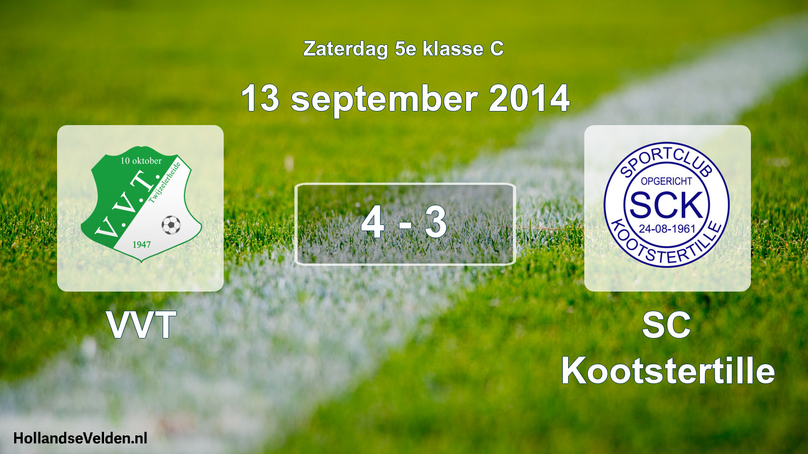 Total number of matches played: VVT - SC Kootstertille 4 - 3 (13 September 2014)
