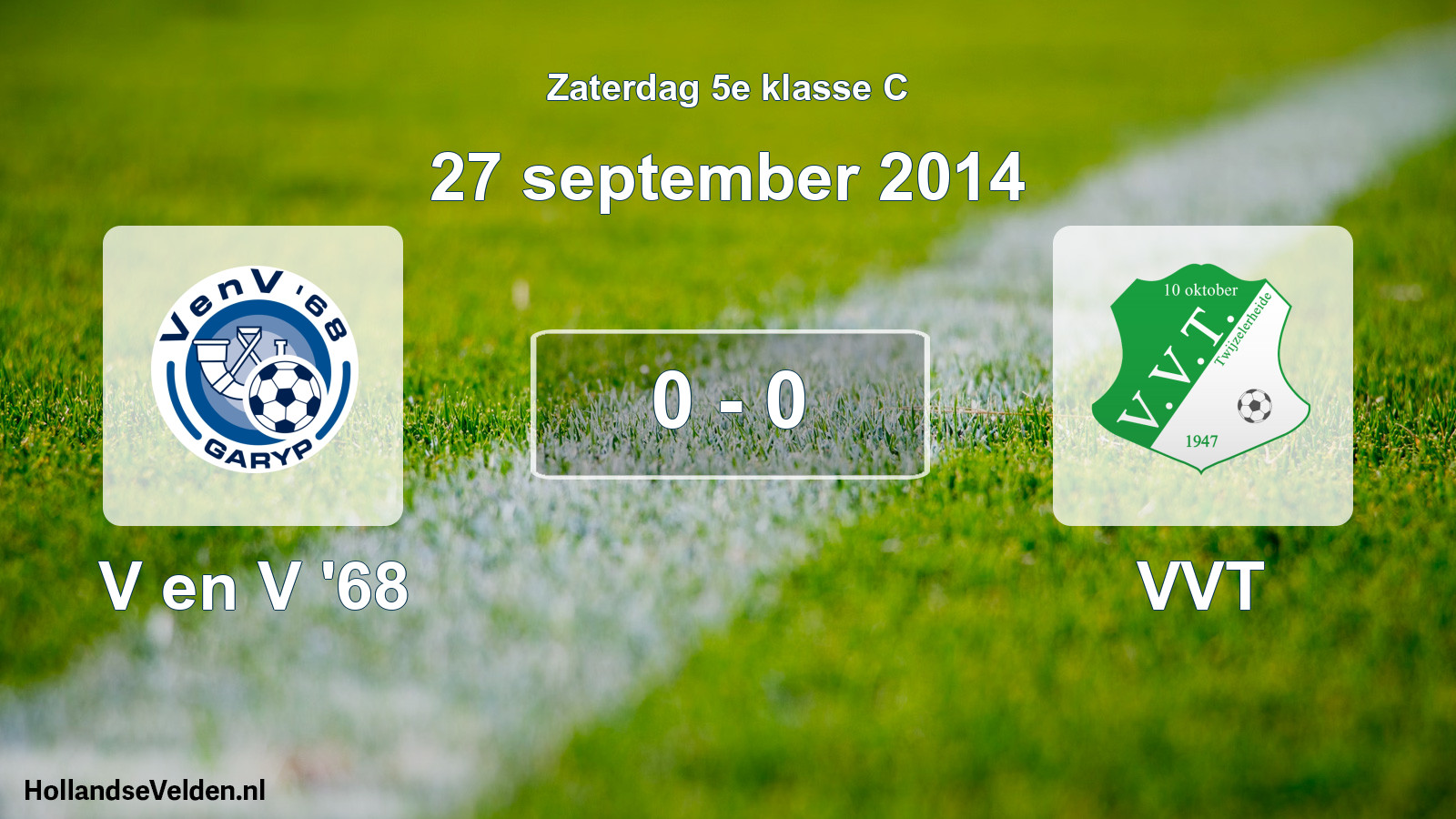 Total number of matches played: V en V '68 - VVT 0 - 0 (27 September 2014)