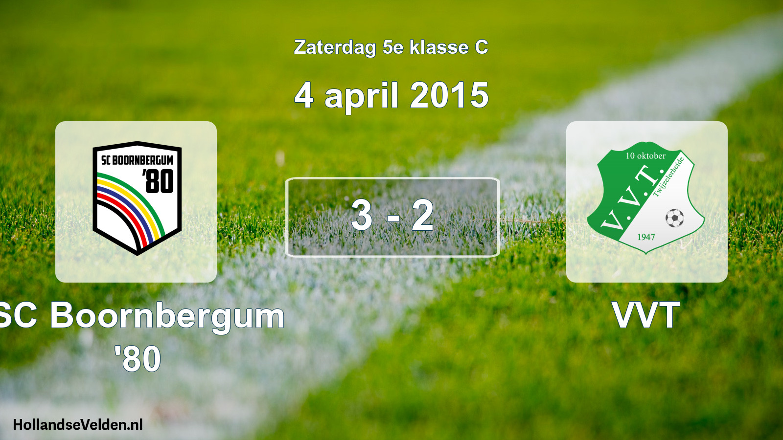 Total number of matches played: SC Boornbergum '80 - VVT 3 - 2 (4 April 2015)