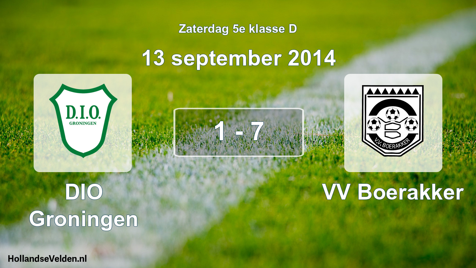 Total number of matches played: DIO Groningen - VV Boerakker 1 - 7 (13 September 2014)