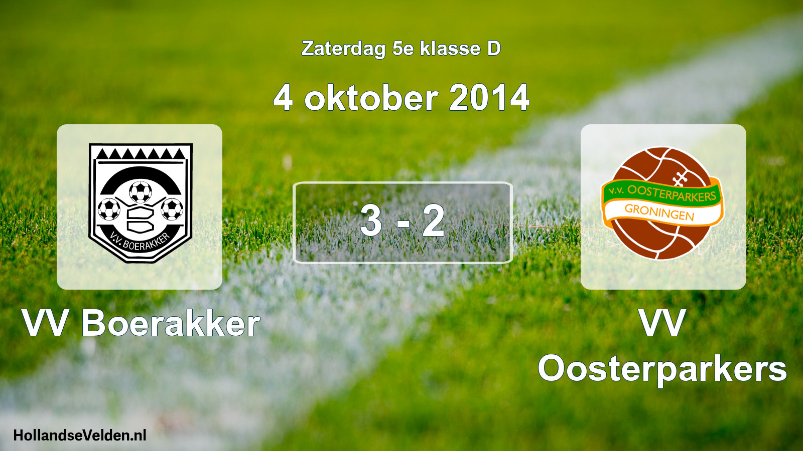 Total number of matches played: VV Boerakker - VV Oosterparkers 3 - 2 (4 October 2014)