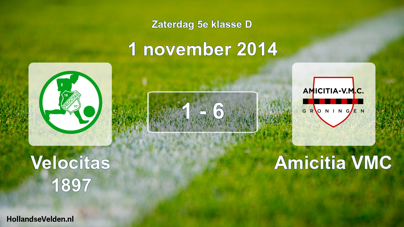Total number of matches played: Velocitas 1897 - Amicitia VMC 1 - 6 (1 November 2014)