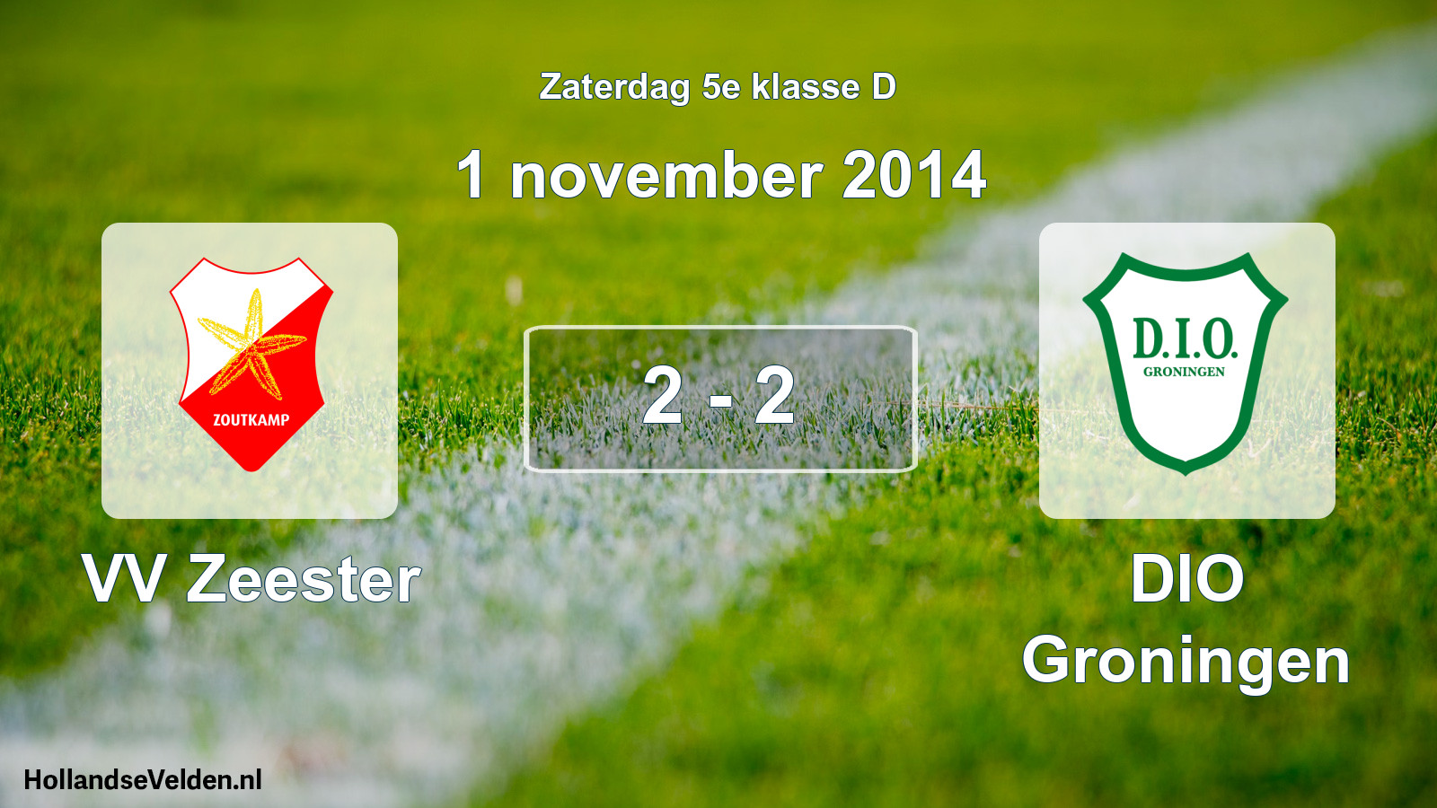 Total number of matches played: VV Zeester - DIO Groningen 2 - 2 (1 November 2014)