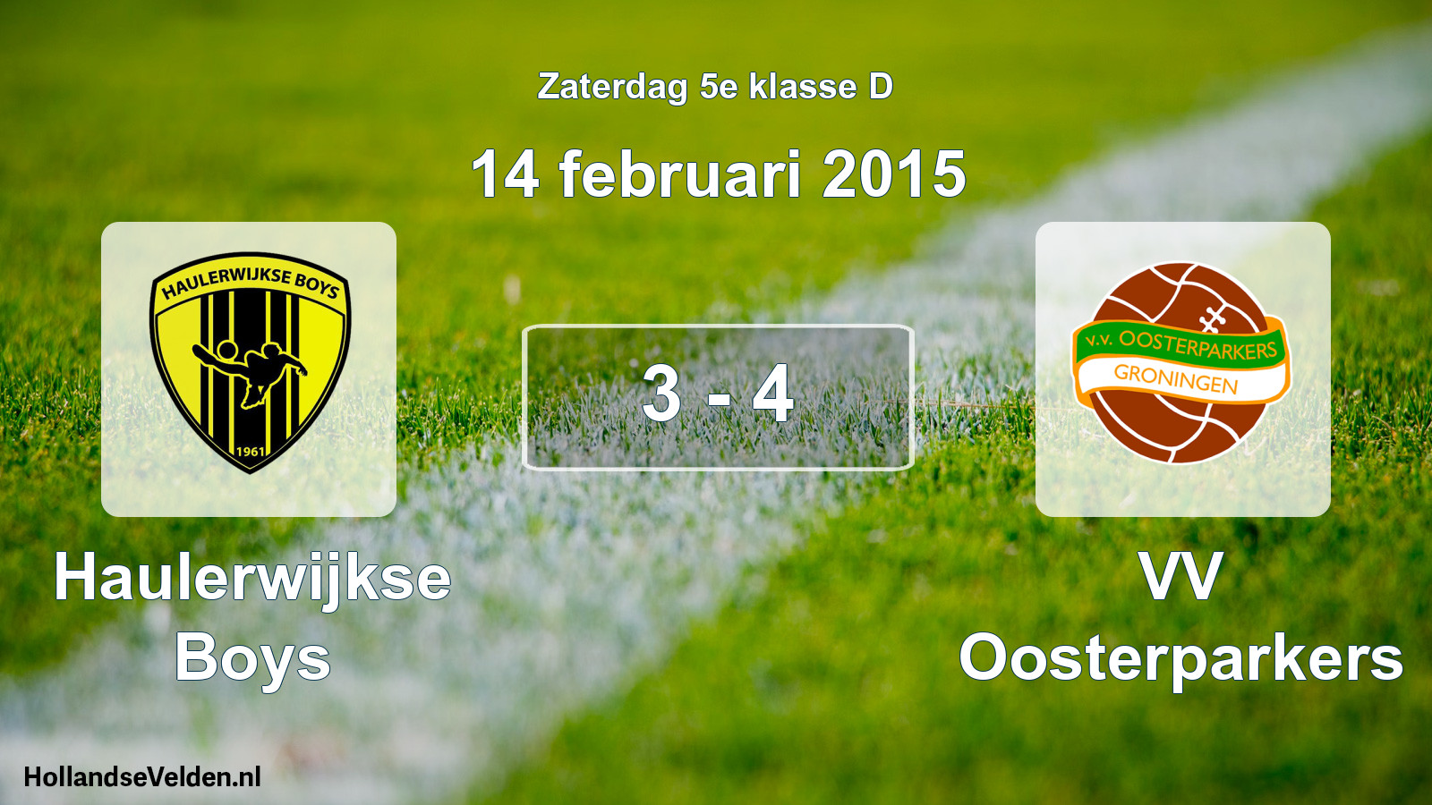 Total number of matches played: Haulerwijkse Boys - VV Oosterparkers 3 - 4 (14 February 2015)