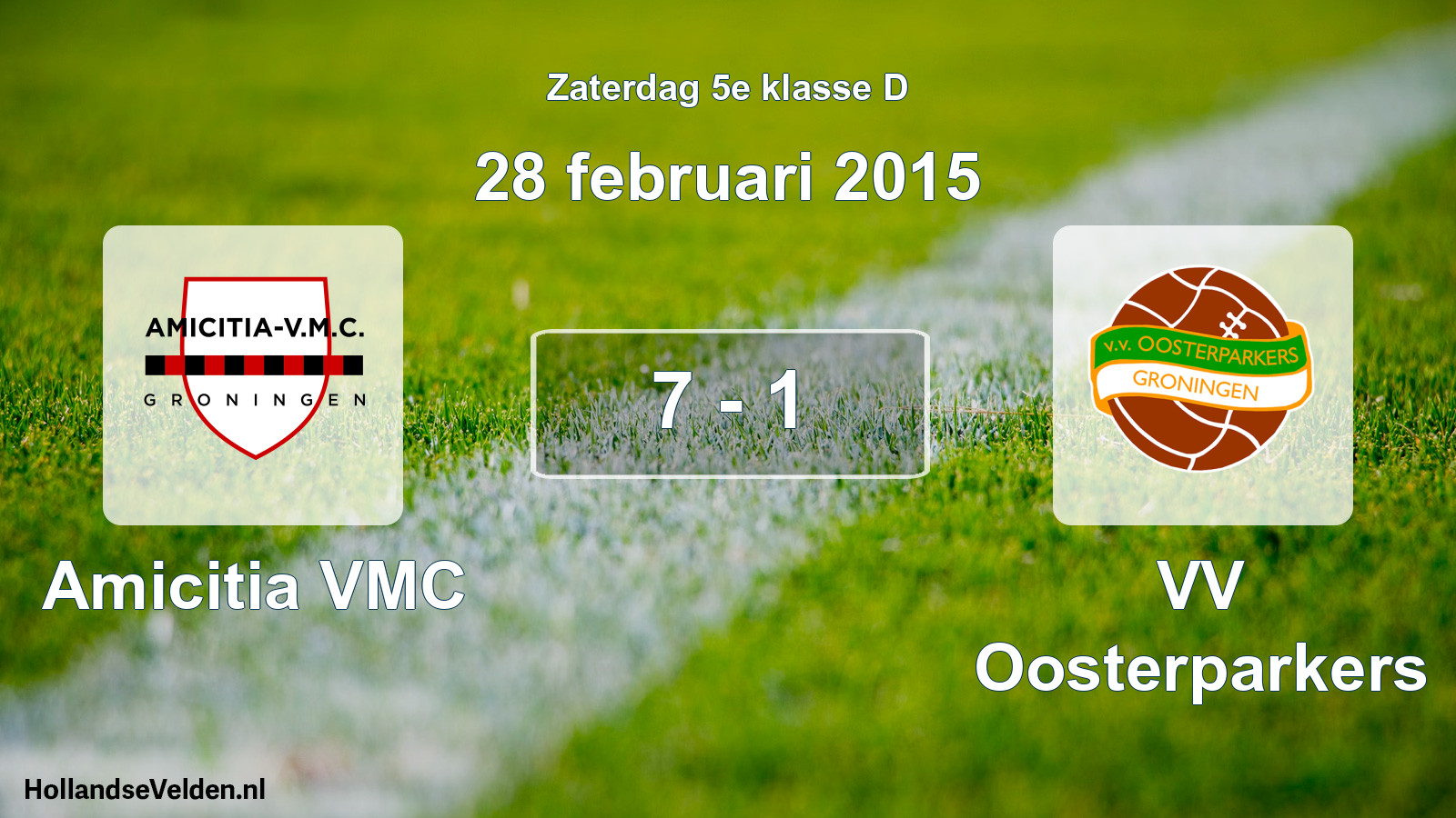 Total number of matches played: Amicitia VMC - VV Oosterparkers 7 - 1 (28 February 2015)