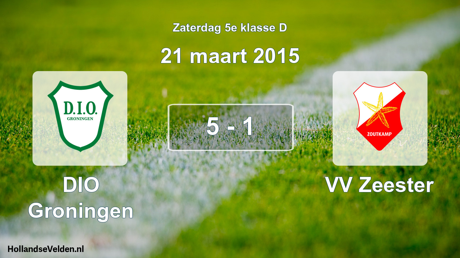 Total number of matches played: DIO Groningen - VV Zeester 5 - 1 (21 March 2015)
