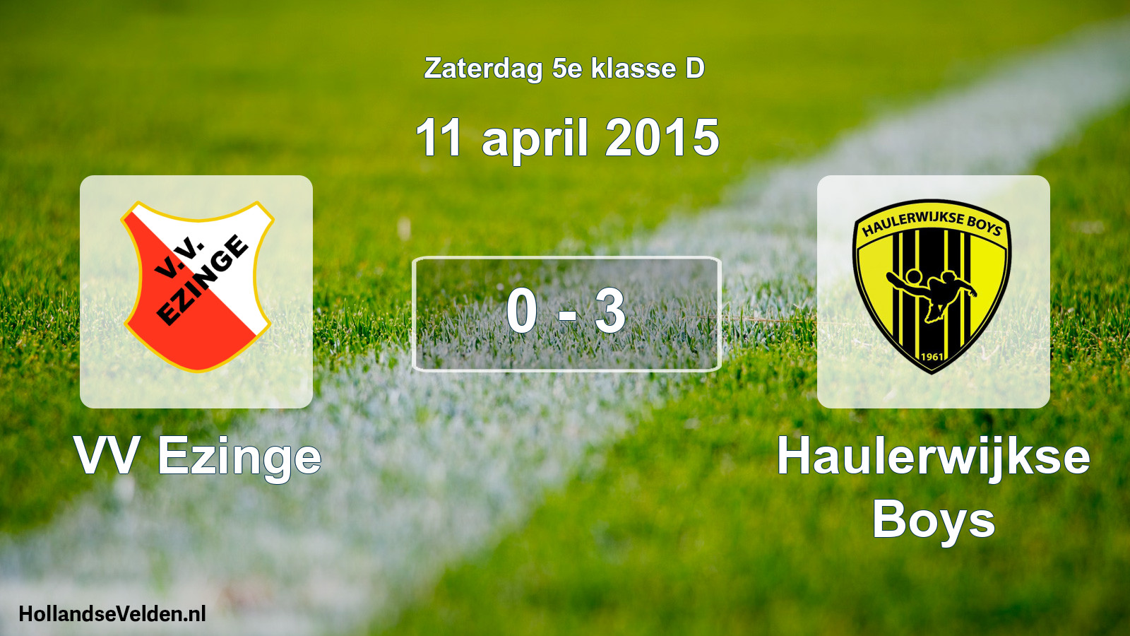 Total number of matches played: VV Ezinge - Haulerwijkse Boys 0 - 3 (11 April 2015)
