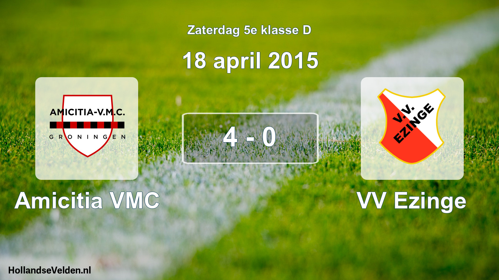 Total number of matches played: Amicitia VMC - VV Ezinge 4 - 0 (18 April 2015)