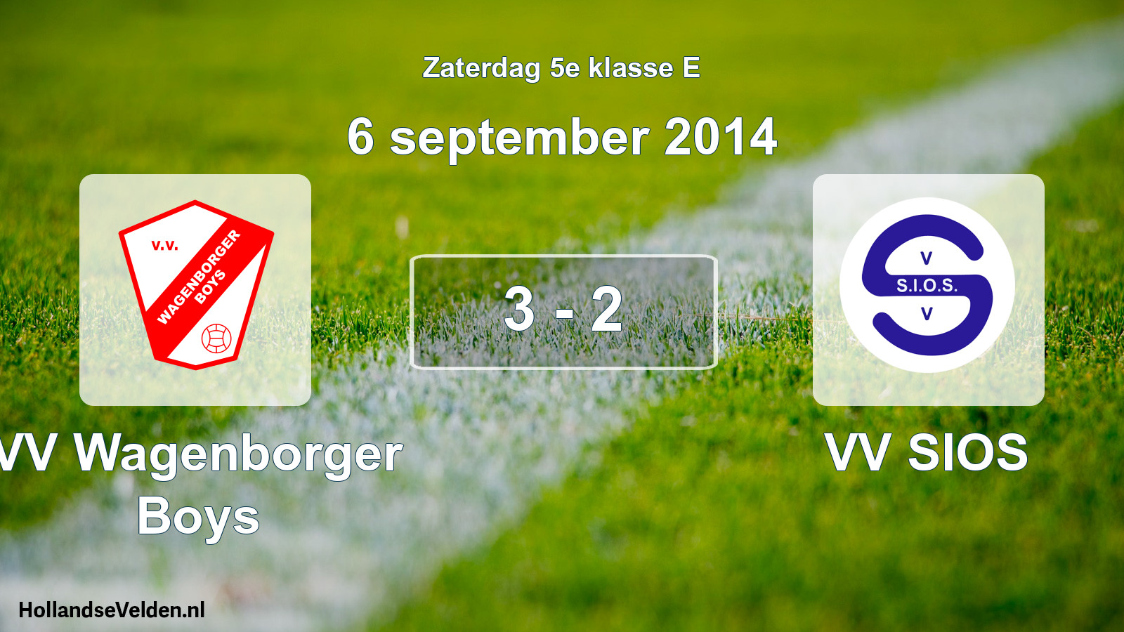 Total number of matches played: VV Wagenborger Boys - VV SIOS 3 - 2 (6 September 2014)