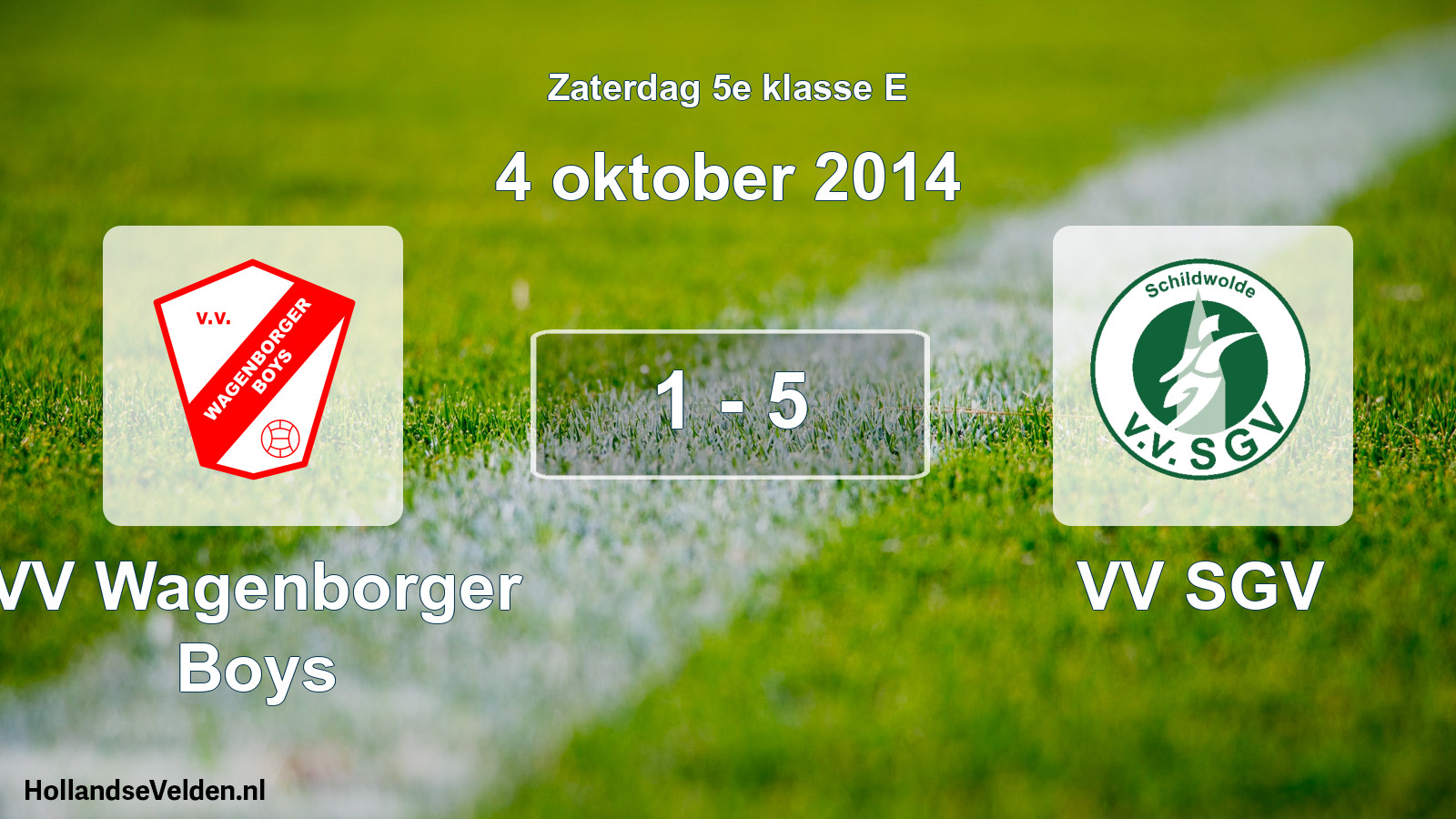 Total number of matches played: VV Wagenborger Boys - VV SGV 1 - 5 (4 October 2014)