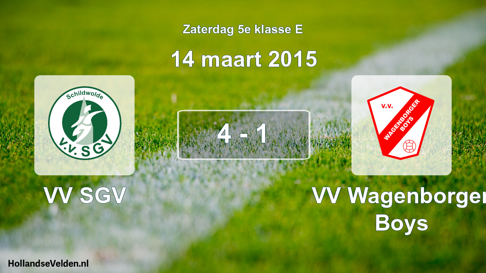 Total number of matches played: VV SGV - VV Wagenborger Boys 4 - 1 (14 March 2015)