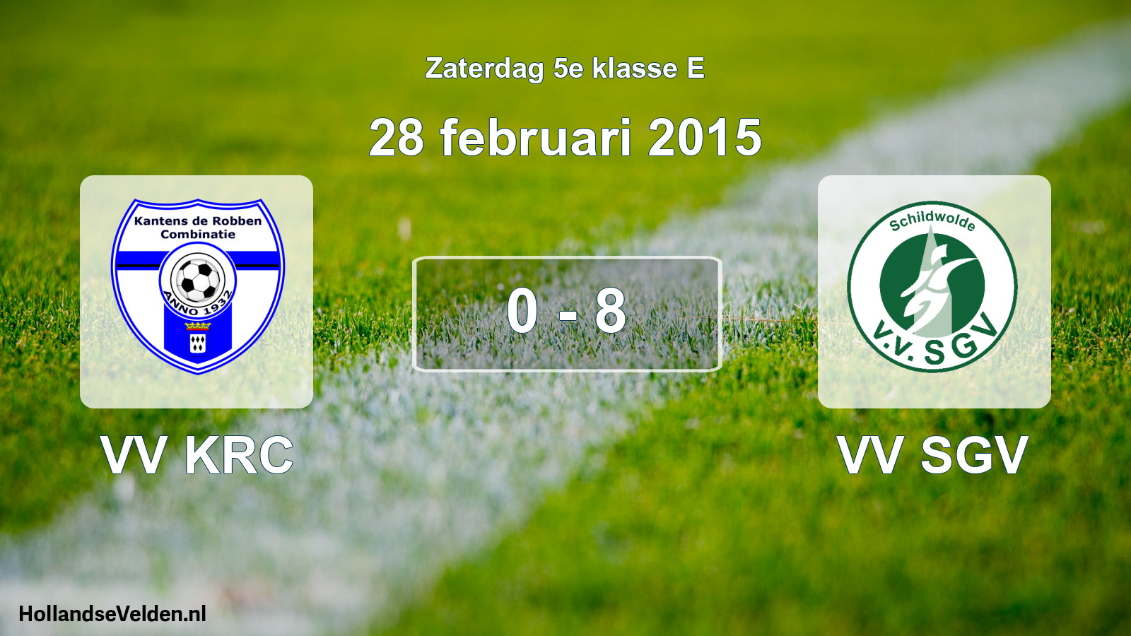 Total number of matches played: VV KRC - VV SGV 0 - 8 (28 February 2015)