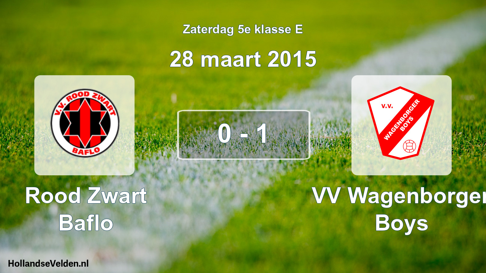 Total number of matches played: Rood Zwart Baflo - VV Wagenborger Boys 0 - 1 (28 March 2015)