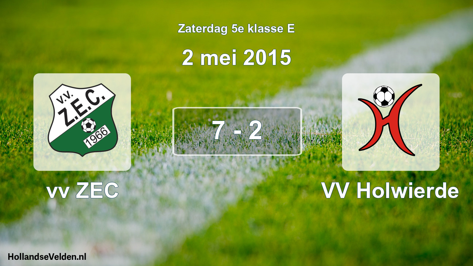 Total number of matches played: vv ZEC - VV Holwierde 7 - 2 (2 May 2015)