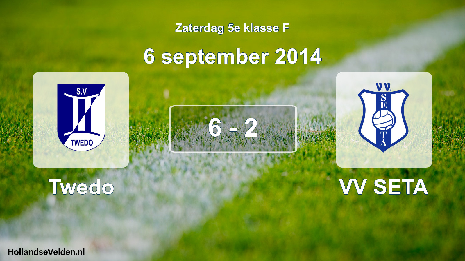 Total number of matches played: Twedo - VV SETA 6 - 2 (6 September 2014)
